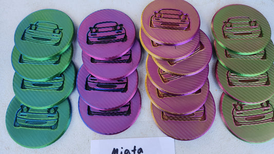Multi color Miata coasters